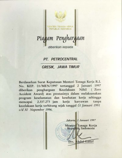 Penghargaan Kecelakaan Nihil tahun 1997