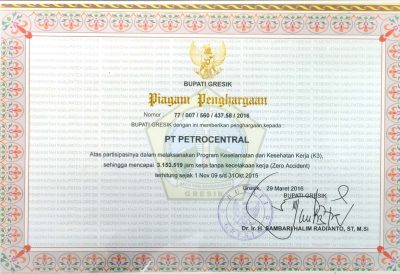 Penghargaan K3 tahun 2016