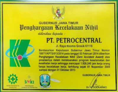 Penghargaan Kecelakaan Nihil tahun 2013 tingkat Provinsi