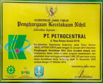 Penghargaan Kecelakaan Nihil tahun 2014 tingkat Provinsi